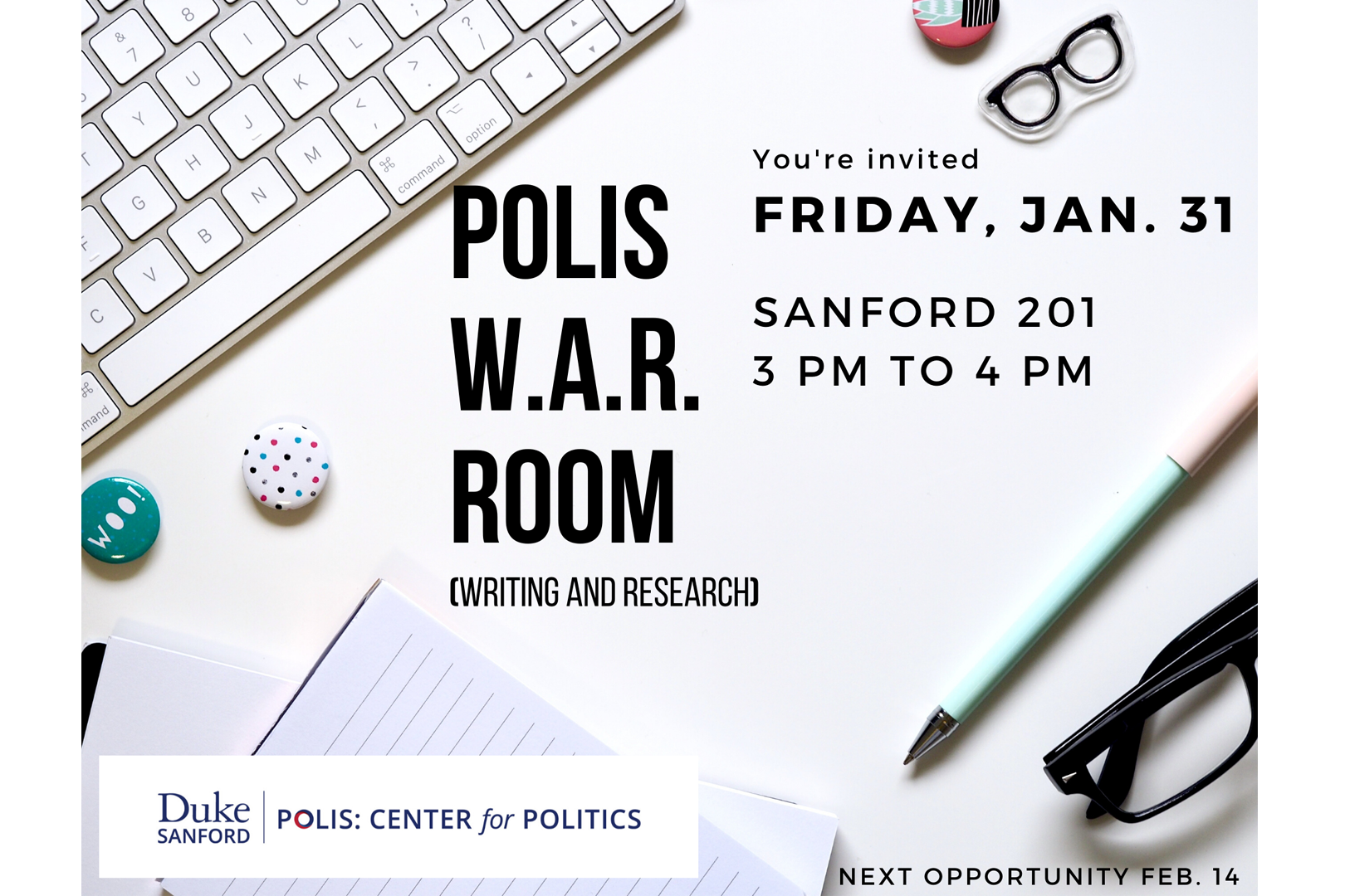 Join us in Sanford 201 at 3pm on Friday